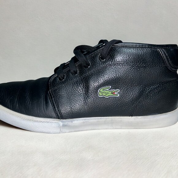 Lacoste Men\'s Black Leather Sneakers  Size 8